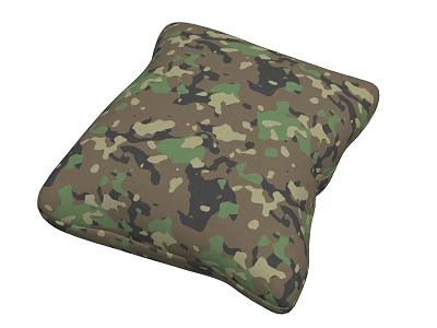 Camouflage Pattern Cushion with Green Brown Black Colors for Home Decor 3d model