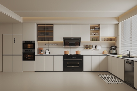 modern cream kitchen 3d model