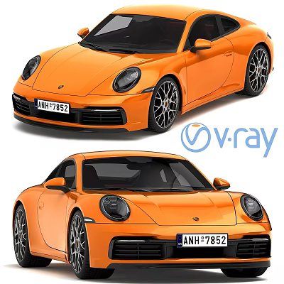 Orange Sports Car With Two Door Design V Ray Render And License Plate ANH 7852 3d model