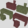 Conference Tables with Red and Green Tablecloths and Matching Chairs for Office Meeting Room