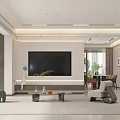 Modern Living and Dining Room Interior With Sofa Coffee Table And Pendant Light Decor