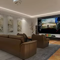 Basement Home Gym With Treadmill Exercise Bike Dumbbells Tile Floor And Chandeliers
