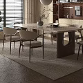 Stylish Restaurant Interior With Dining Table Chairs Pendant Light And Floor to Ceiling Windows