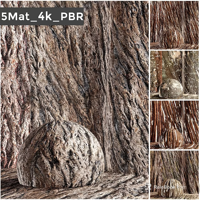 Decorative Sphere Component With Bark Like Texture And Detailed Surface Views 3d model