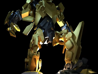 Golden Black Mechanical Car Robot With Illuminated Structure Design 3d model