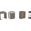 Modern Minimalist Leather Velvet Stools With Geometric Shapes And Metal Frame