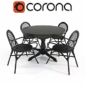 Outdoor Black Round Table and Chair Set With Woven Back Chairs