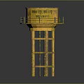 Yellow Coal Mine Water Tower Model With Metal Structure And Chinese Characters
