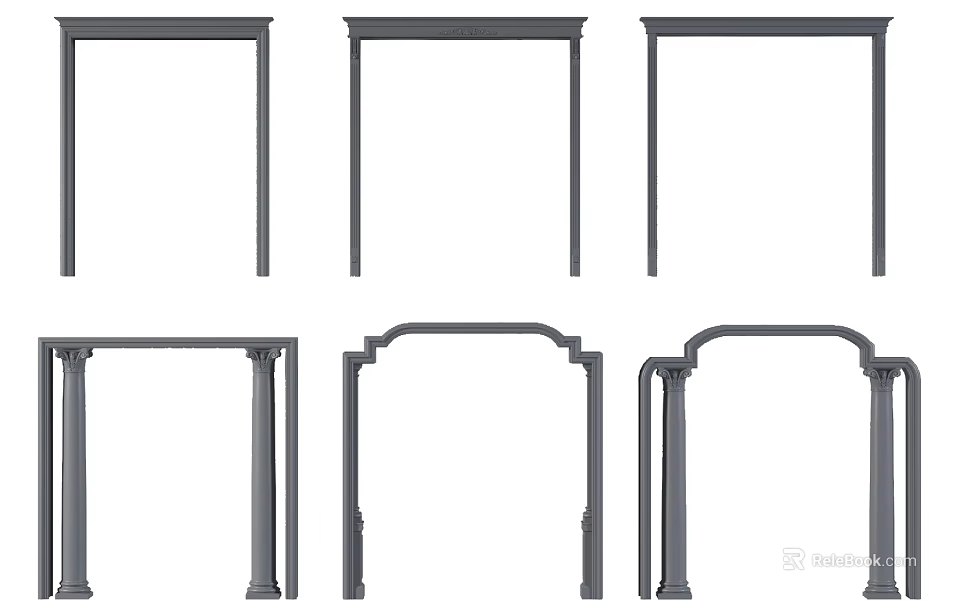 Various Door Arch Designs With Different Frame Structures And Architectural Styles 3d model