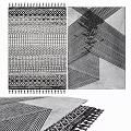 Square Rug With Geometric And Striped Patterns And Tassel Edges For Living Room