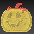 Art Installation Featuring Orange Pumpkin With Smiling Skull Face And Green Vine