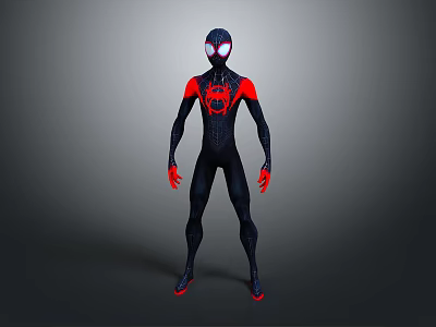 Spider Man Black And Red Costume With White Eye Mask Design 3d model