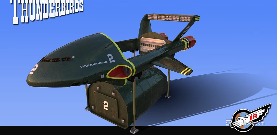Green Thunderbird 2 Aircraft Model With Detailed Wing And Cabin Design 3d model 