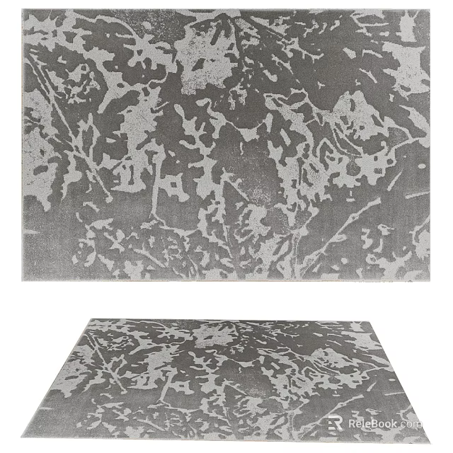 Square Rug With Gray And White Abstract Branch Pattern Modern Decorative Design 3d model