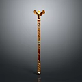 Golden Eagle Headed Scepter Sculpture With Intricate Patterned Design And Ornate Details