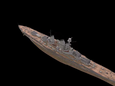 Realistic Detailed Warship 3D Model Featuring Deck Turrets Antennas And Weapon Systems 3d model