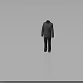 Green Stand Up Collar Coat With Pockets And Buttons Paired With Dark Pants Suit Set