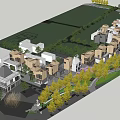 Modern Commercial Street Design with Stylish Buildings Green Landscaping and Pedestrian Areas