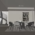Shuiji Restaurant Cream Home Restaurant Multi-person Dining Table Round Table Chandelier Single Chair Carpet Rotating Sideboard No Main Lamp 3d model