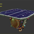 Solar Powered Daily Electrical Appliance With Hexagonal Blue Panel And Red Base Design 3d model