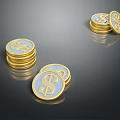 Stacked Gold Coin Inspired Jewelry Accessories With Shiny Metallic Surface And Dollar Signs