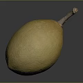 Fresh Yellow Fruit With Spotted Surface And Brown Stem On Dark Background 3d model