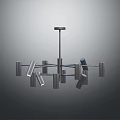 Modern Metal Chandelier With Geometric Arms And Contemporary Lighting Design Elements