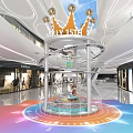 Modern Mall Interior With Central Crown Structure MYSTYLE Sign And Colorful Floor 3d model