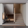 Modern Interior Staircase Design With Illuminated Steps Wooden Slats And Piano