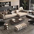 Minotti Sofa Coffee Table Combination Multi-person Corner Sofa Coffee Table Leisure Chair Side Table Corner Table 3d model