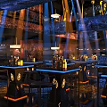 Starry Themed Bar Interior With Cosmic Ceiling Lights Seating Area And Ambient Decor