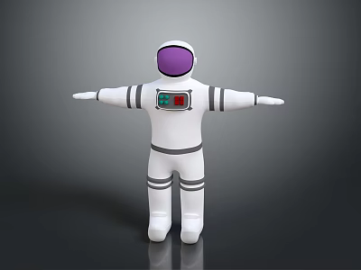 Game Movie Character Astronaut White Spacesuit With Purple Helmet Visor Chest Display Screen Arms Outstretched 3d model
