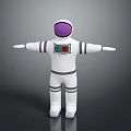 Game Movie Character Astronaut White Spacesuit With Purple Helmet Visor Chest Display Screen Arms Outstretched