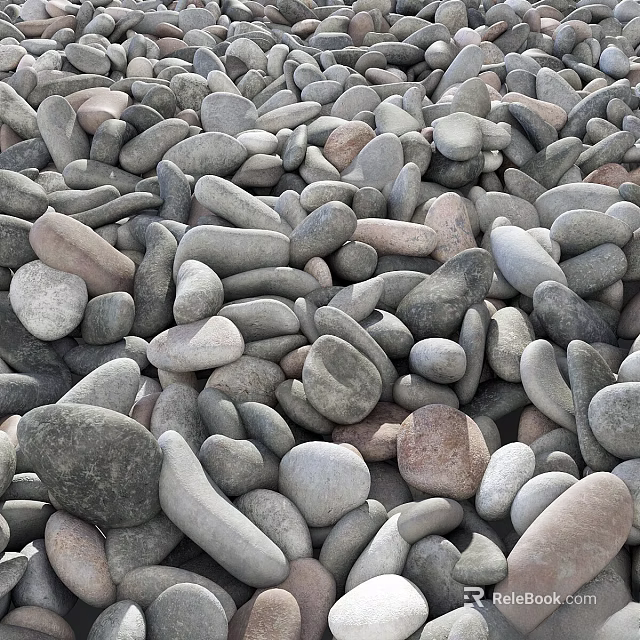 Garden Landscape Decorative Pebbles Natural Mixed Colors for Path Design and Ornament 3d model 