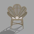 Elegant Petal Shaped Rattan Leisure Chair With Soft White Cushion For Indoor Outdoor Use