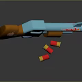 Colorful Toy Gun With Blue Body Orange Grip Cartoon Pattern And Bullet Accessories