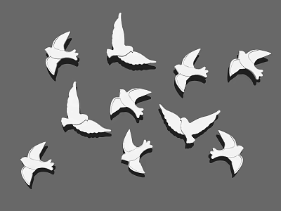 Decorative White Flying Birds Shaped Wall Decor For Home Interior Decoration 3d model