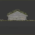Green Plants Covering Roof On Miniature Wooden House With Surrounding Small Plants