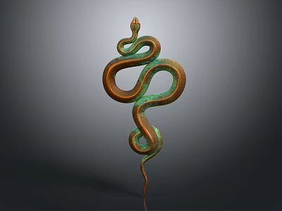 Bronze Coiled Snake Sculpture with Patina Finish and Artistic Design 3d model