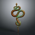 Bronze Coiled Snake Sculpture with Patina Finish and Artistic Design