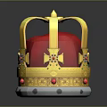 Golden Decorative Crown With Red Top Cross Embellishments Gems And White Base For Household Decor