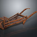 Vintage Wooden Handcart With Rustic Structure Traditional Frame And Curved Handles