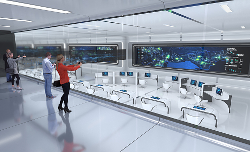 modern monitoring room 3d model