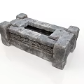 Traditional Gray Stone Furniture With Carved Details And Recessed Square Top