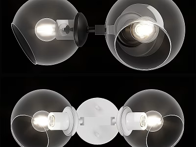 Modern Spherical Wall Sconces With Transparent Shade And Illuminated Double Heads 3d model