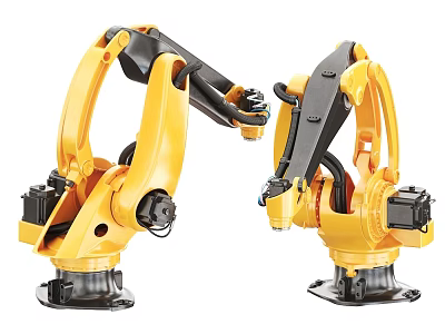 Industrial Equipment With Yellow Robotic Arms For Automated Manufacturing Processes 3d model