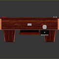Professional Billiard Table With Green Felt Surface Red White Balls Cue Stick And Mahogany Frame
