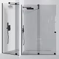 Modern Black Wall Mounted Shower Head With Handheld Sprayer In Glass Partition Shower Room