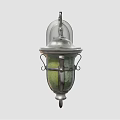 Vintage Wall Sconce With Silver Metal Bracket Green Glass Shade And Decorative Scroll Details