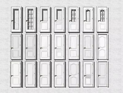 Modern swing door single door bedroom door villa door combination patio door 3d model